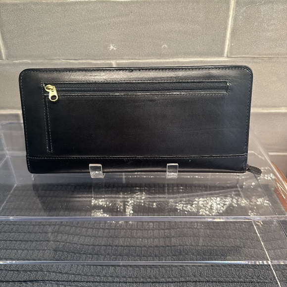 Vintage Coach Black Leather Large Zip Around Travel Wallet - Picture 4 of 6